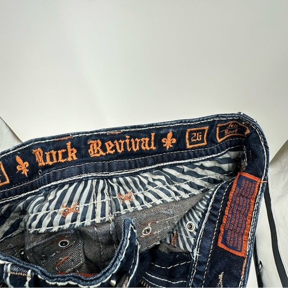 Rock Revival Jen Boot Cut Bling Butt Jeans Size 26 - Picture 5 of 9